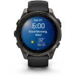 Garmin 010-02904-29 fēnix 8 47 mm AMOLED 全方位戶外進階GPS智慧腕錶 (石墨灰 DLC鈦錶圈/獵影黑矽膠錶帶)